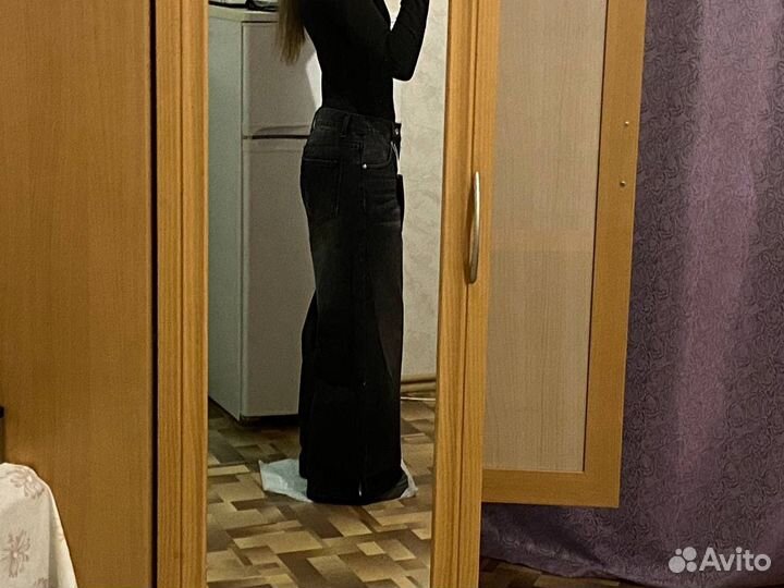 Джинсы черные широкие