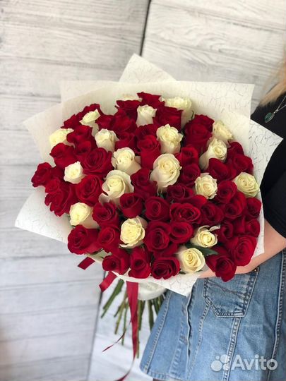 Букет из 51 эквадорской розы 60 см