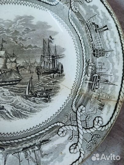 Тарелка фарфор корабль парусник. American Marine
