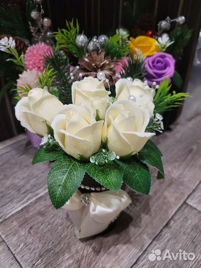 Новогодние подарки из мыльных роз