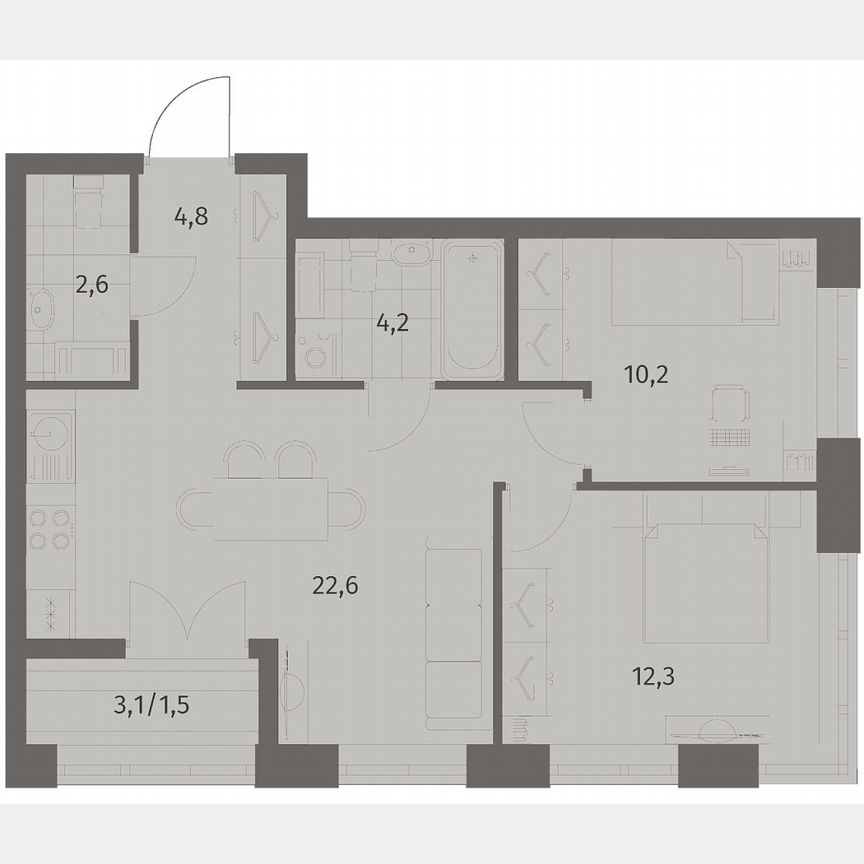 2-к. квартира, 58,3 м², 9/11 эт.