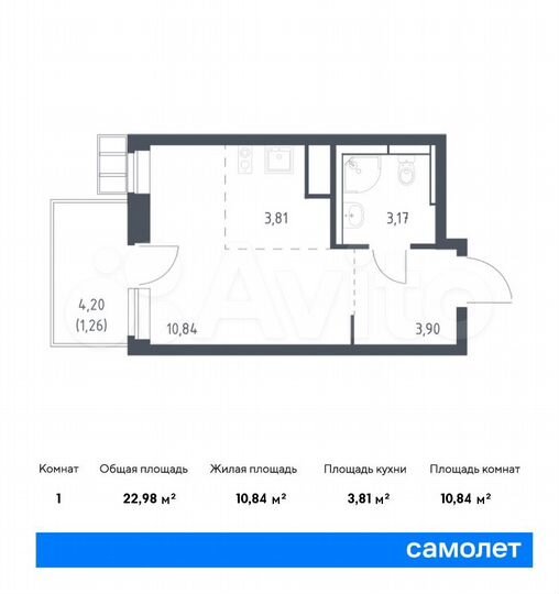 Квартира-студия, 23 м², 10/10 эт.