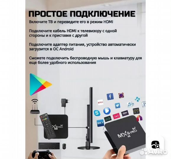 SMART TV приставка MXQ Pro4K 1/8гб