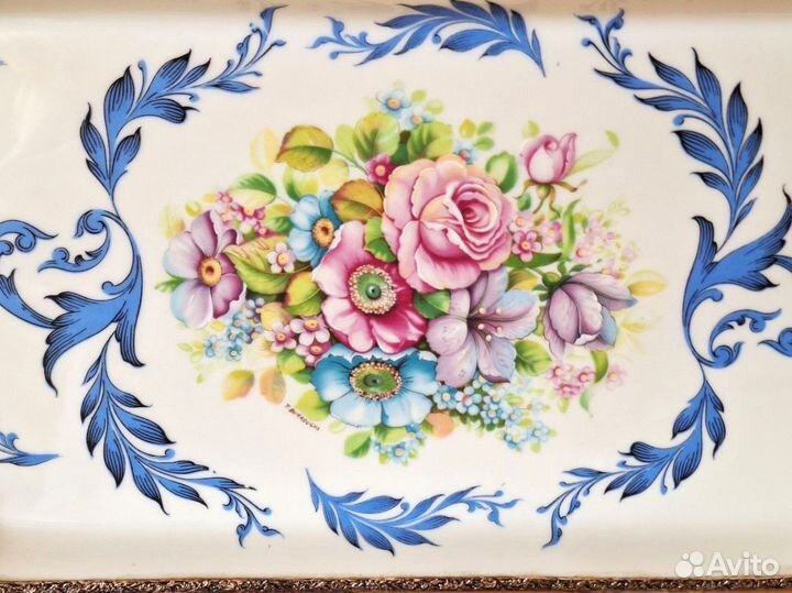 Поднос фарфоровый блюдо Limoges Франция винтаж