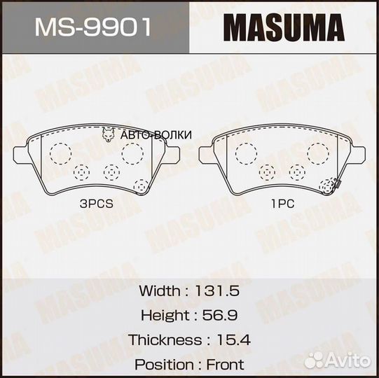 Masuma MS-9901 Колодки тормозные suzuki SX-4 06-16