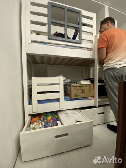 Детская двухярусная кровать с матрасом бу