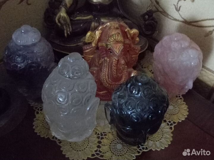 Бюсты Будды и Гонэш горный хрусталь