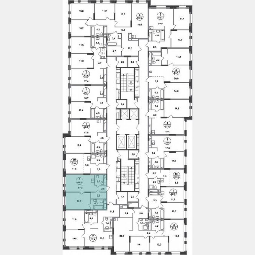 1-к. квартира, 44,5 м², 9/20 эт.