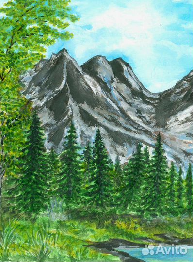 Интерьерная картина акварель 21*30 ручная роспись