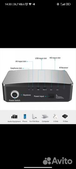 Проектор Full HD 4K, 1080P, Multiscreen, Wi-fi
