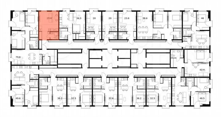 Квартира-студия, 25,4 м², 5/25 эт.