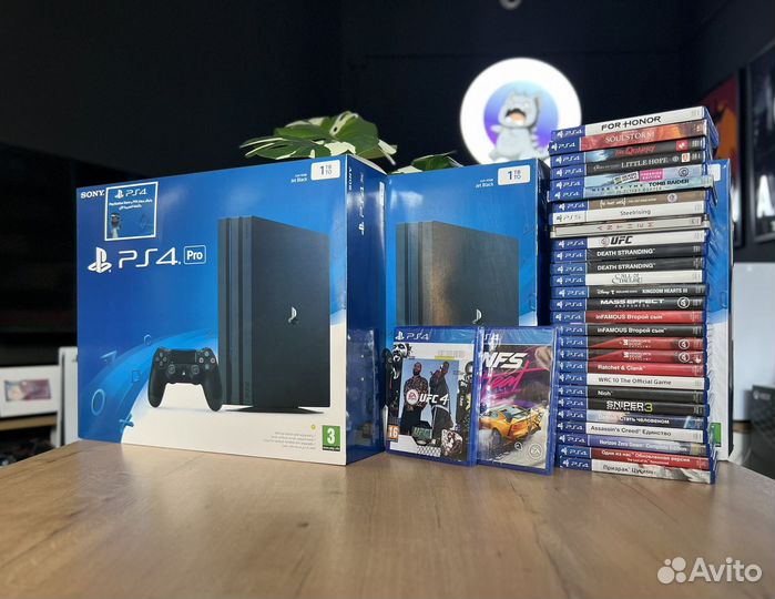 Sony playstation 4 pro + 2джоя + игры