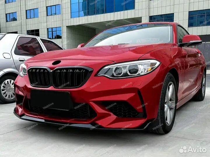 Сплиттер BMW M2 F87 стиль CS черный глянец