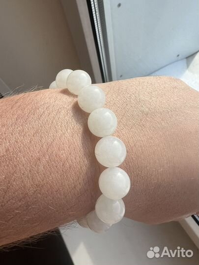 Белый нефрит камень бусы и браслет