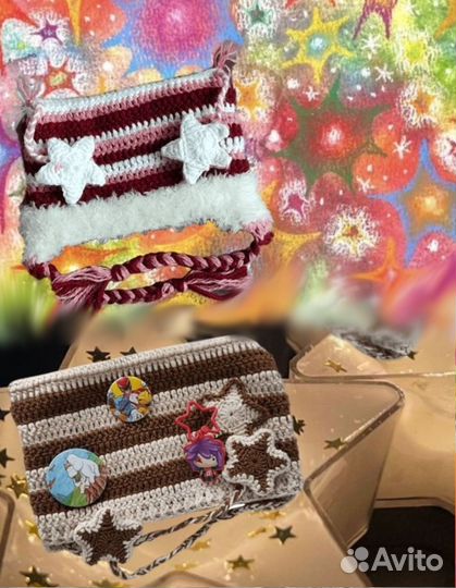 Вязанная шапка ручной работы со звёздочками