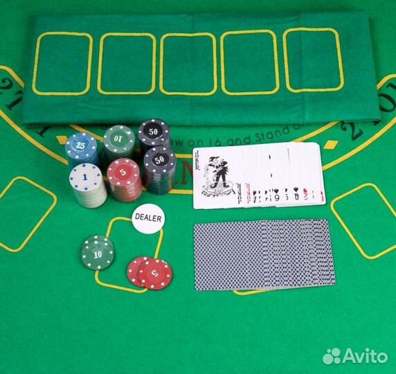 Набор для игры в покер: 2 колоды карт,120 фишек с