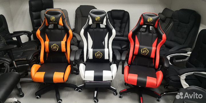 Кресла LR красное оранжевое белое игровое кресло