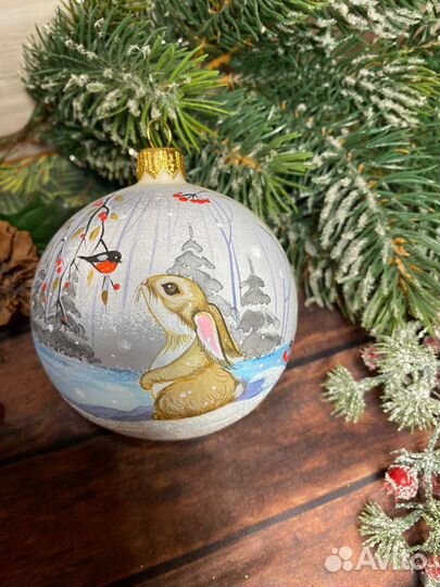 Ёлочный шар ручной работы стеклянный