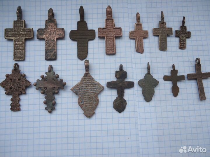 Крест старинный медный 13-18 век икона богоматерь