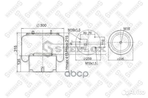 9008361SX пневмоп. со стак. 3шп.M10 1отвшт.M16