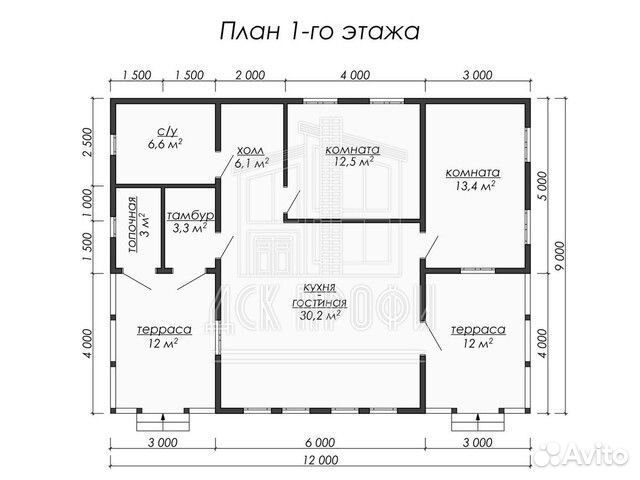 Каркасный дом под ключ 102м2 с двумя террасами