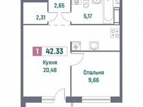 1-к. квартира, 42,3 м², 2/16 эт.