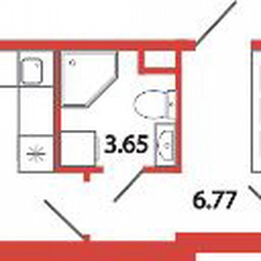 1-к. квартира, 38,9 м², 1/12 эт.