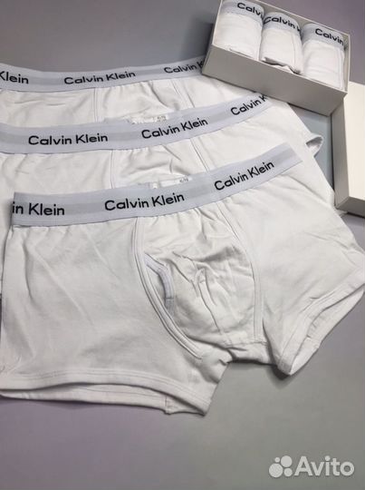 Трусы мужские белые Calvin klein хлопок