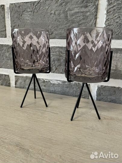 Подсвечники стеклянные на подставке