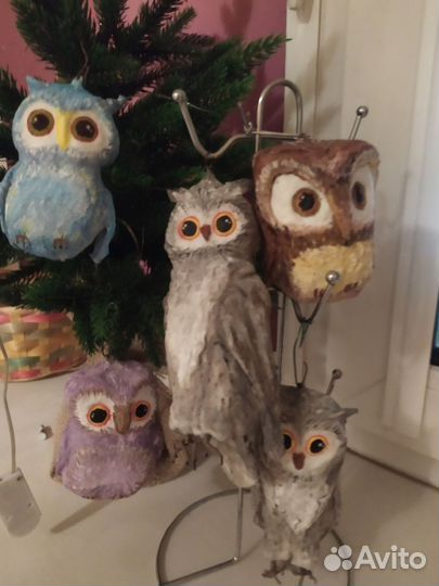 Сова из ваты на ёлку