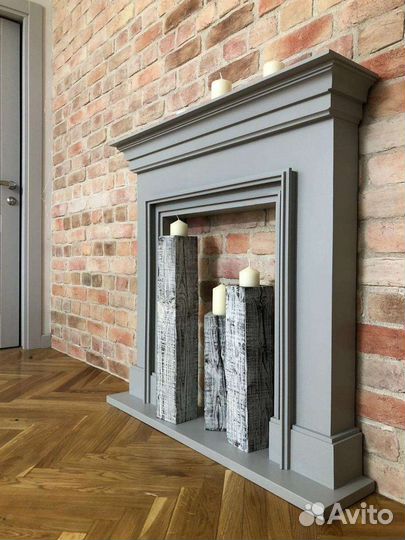Каминный портал Париж серый