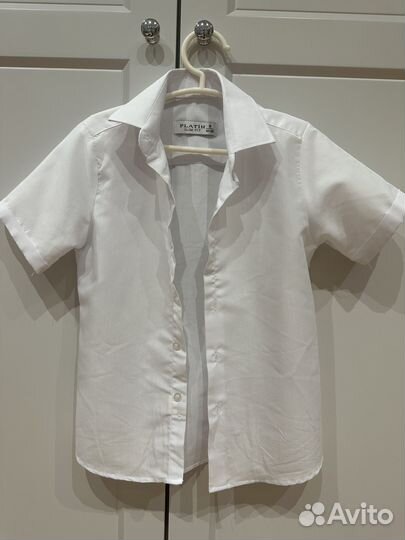 Рубашка белая короткий рукав 122-128