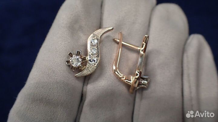 Золотые серьги с бриллиантами 0.48 карат СССР