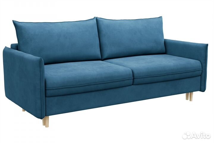 Диван новый тканевый прямой синий Сканди