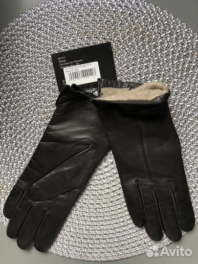 Перчатки женские кожаные новые 7.5 размер с биркой