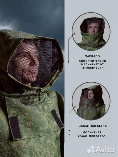 Плащ военный с защитой от тепловизора 