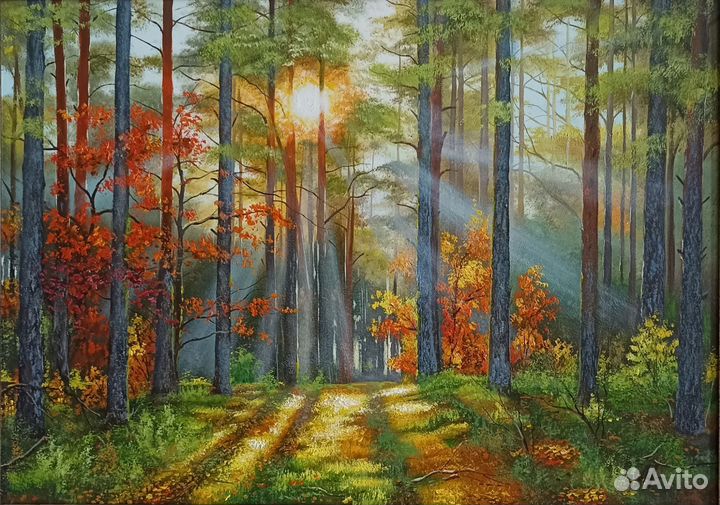 Картина маслом на холсте 50-70 осень пейзаж