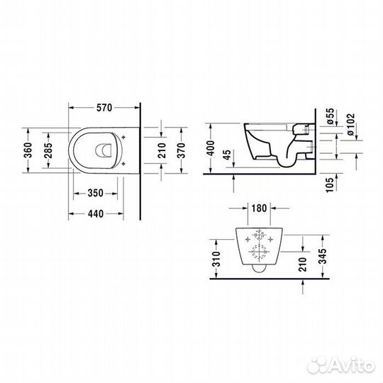 Подвесной унитаз Rimless с покрытием WonderGliss