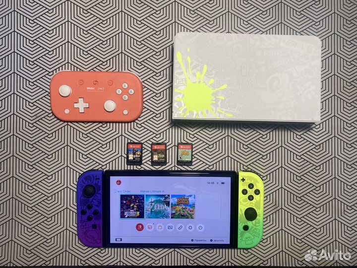Nintendo switch oled+3 игры+геймпад 8bitdo lite 2