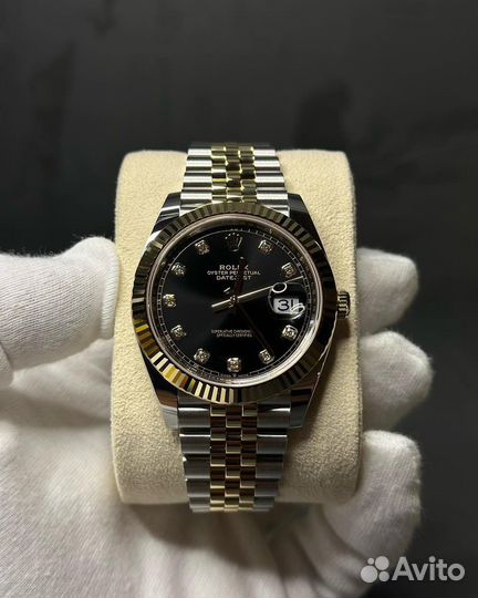 Часы rolex datejust black gold with diamond