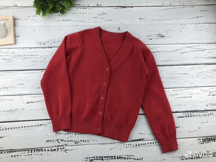 Кардиган кофта для девочки красная теплая