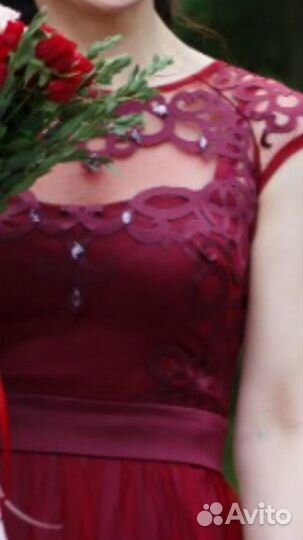 Вечернее платье в пол 44-46 размера бордовое