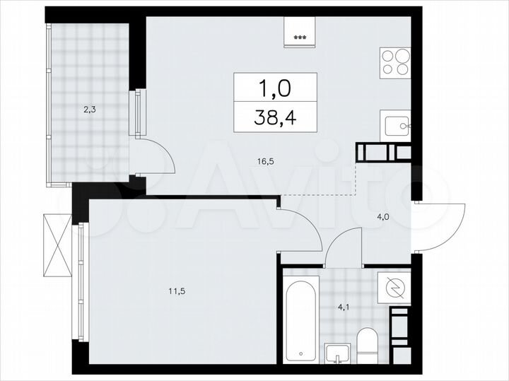 1-к. квартира, 38,4 м², 9/11 эт.