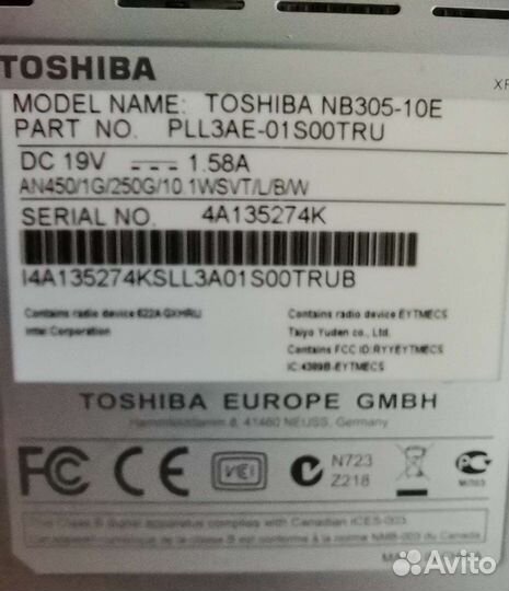 Ноутбук Toshiba NB305-10E