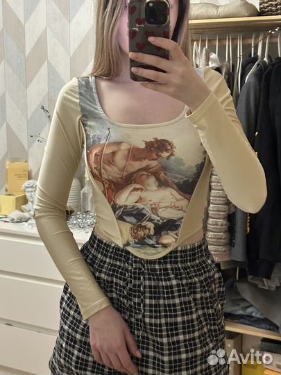 Корсетный топ с длинным рукавом