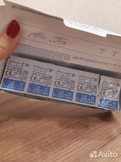 Линзы контактные однодневные acuvue trueye -1,25