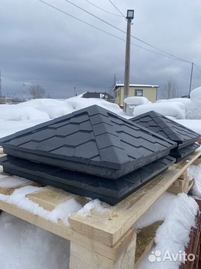 Полимерно-песчаный колпак на столб забора