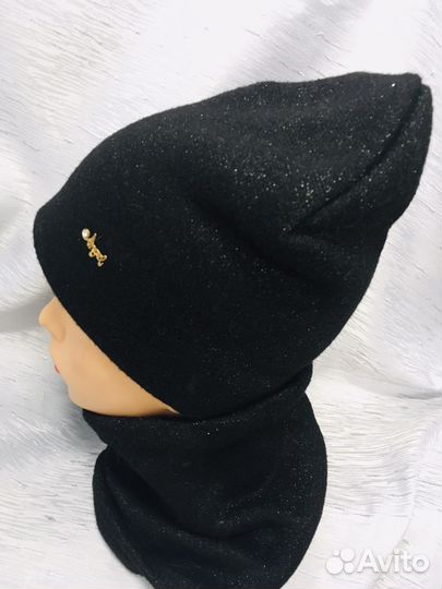 Комплект шапка и снуд на шею все на флисе