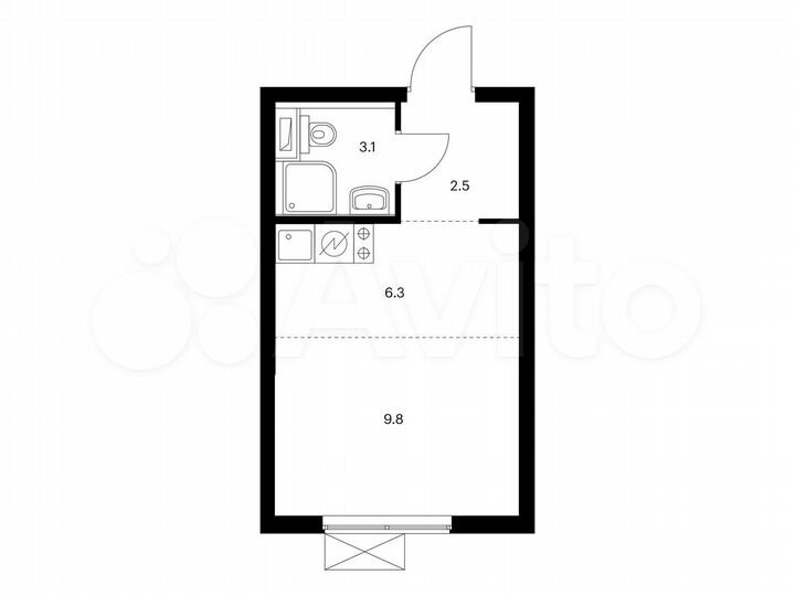 Квартира-студия, 21,7 м², 7/33 эт.