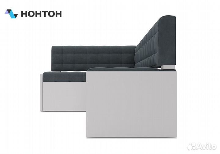 Кухонный угловой диван дельфин Ганновер велюр серо